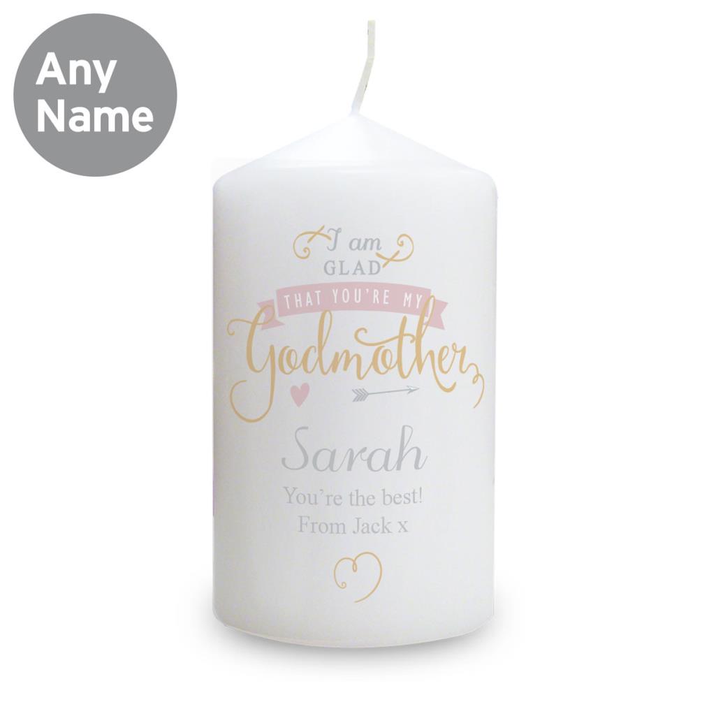 Personalised I Am Glad Godmother Pillar Candle Extra Image 1